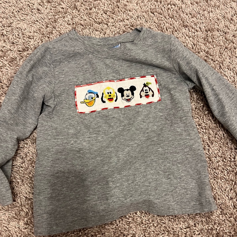 Gray Kids Long Sleeve Shirt with Cartoon Characters